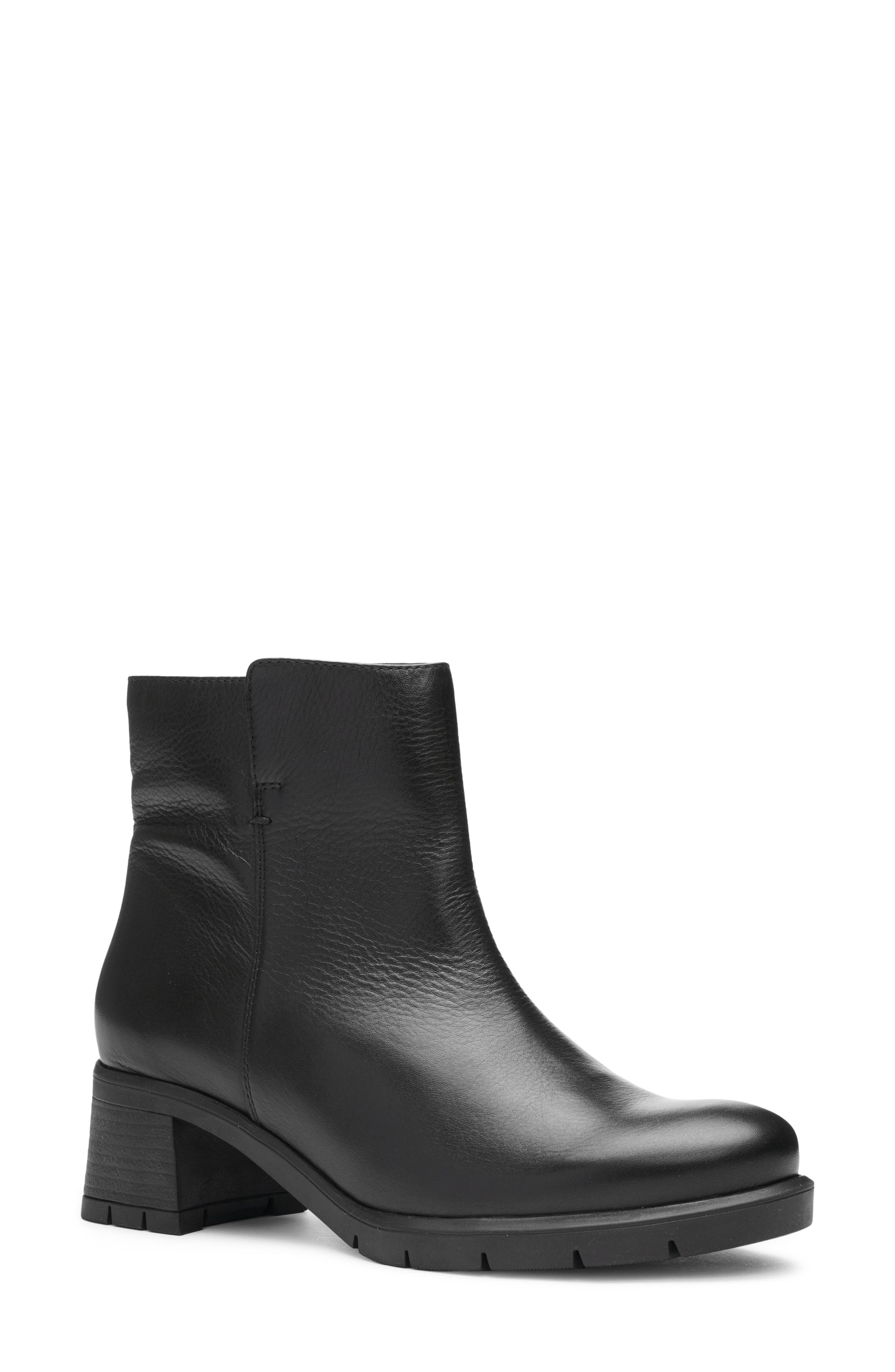Plum Side Zip Bootie, Main, color, BLACK