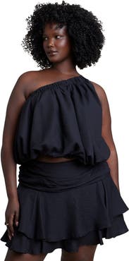 ELOQUII Asymmetric Bubble Crop Top