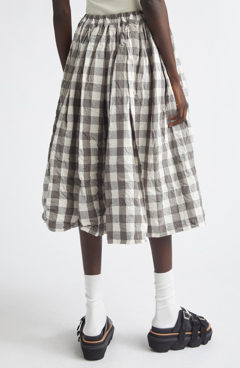 Tao Comme des Garçons Gingham Crinkled Cotton & Linen Midi Skirt, Alternate, color, 