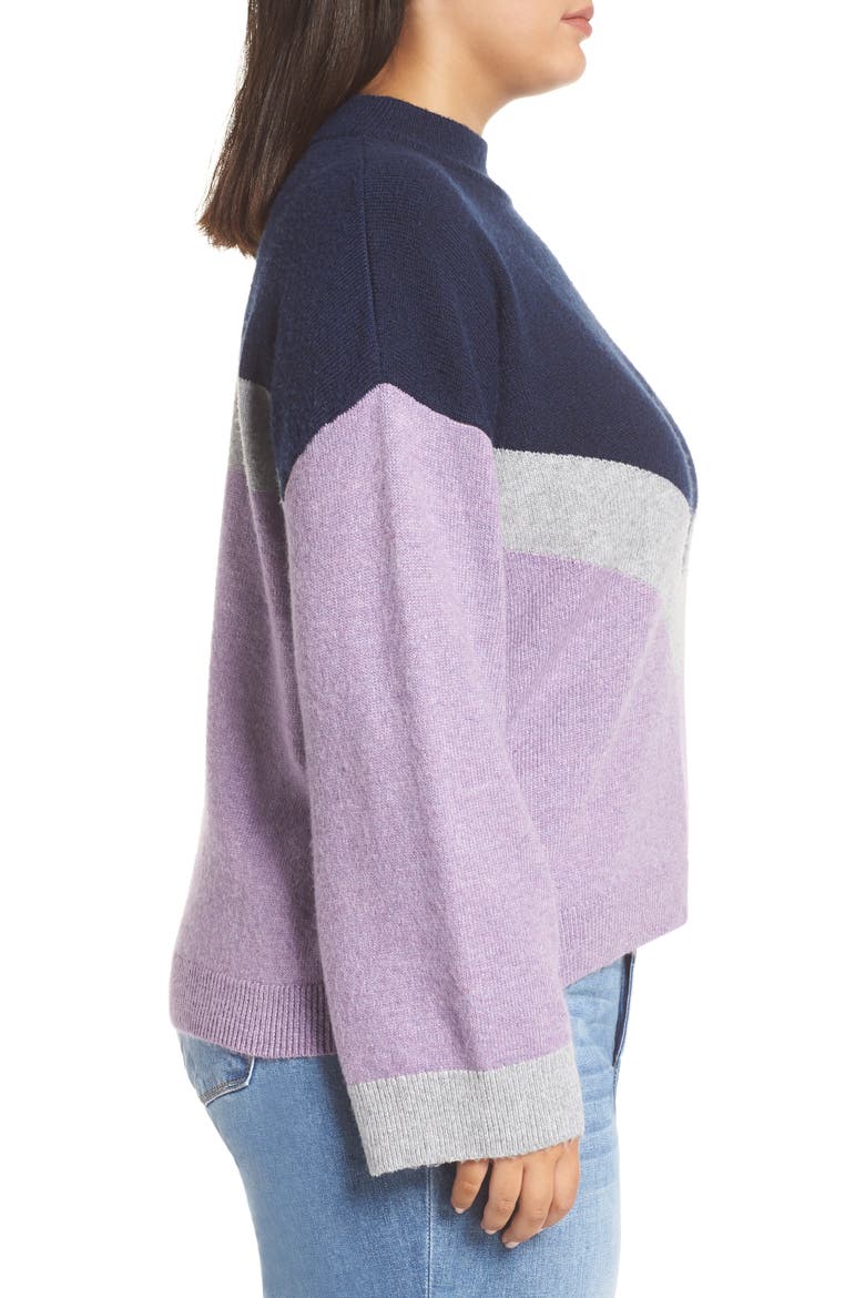 Chevron Stripe Sweater, Alternate, color, PURPLE WAVE CHALET