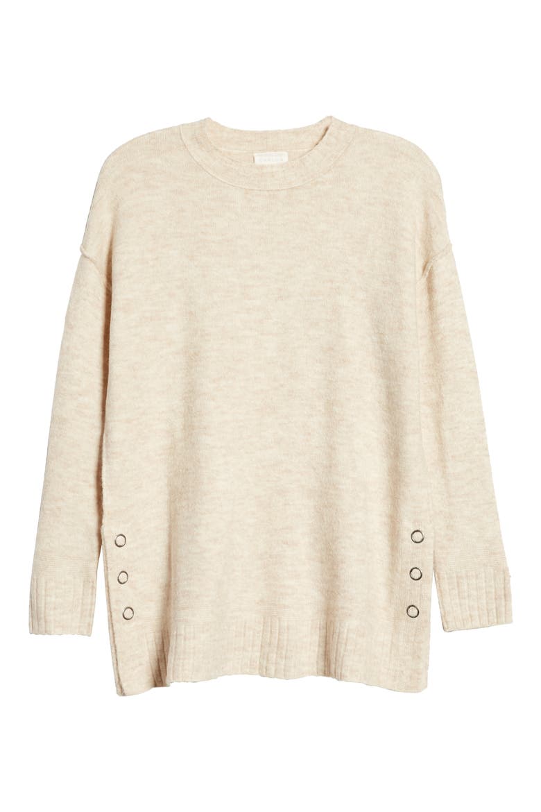 Side Snap Sweater Tunic, Alternate, color, BEIGE OATMEAL