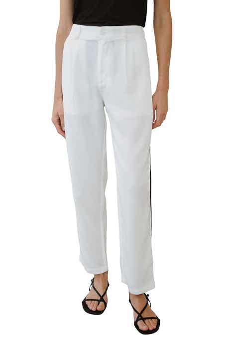Piped High Waist Ankle Pants