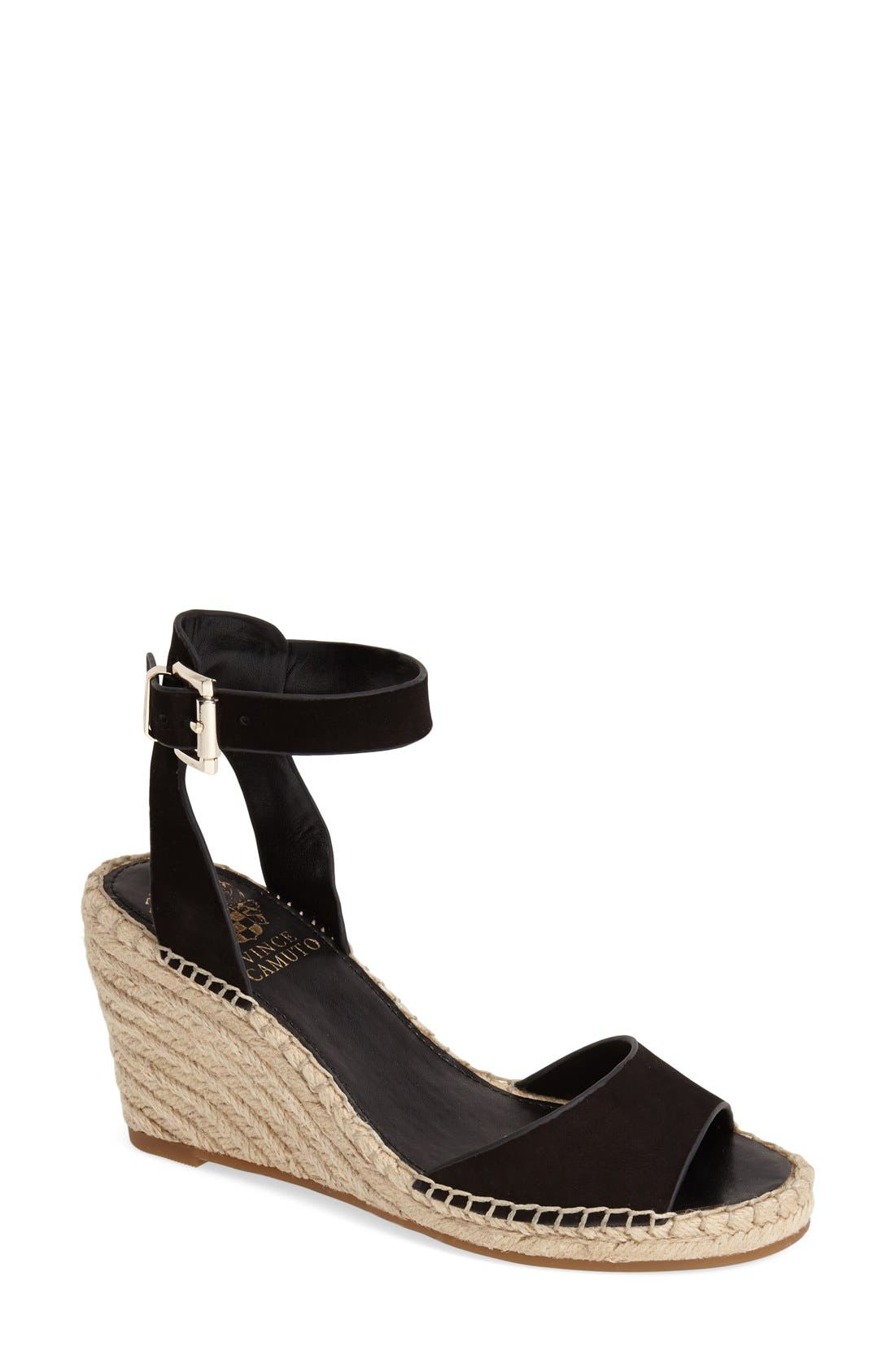 'Tagger' Espadrille Wedge Sandal, Main, color, BLACK