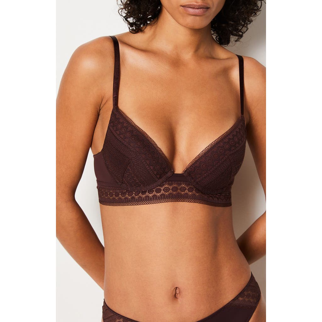 Etam Crush Classique Underwire Push-up Bra In Chocolate