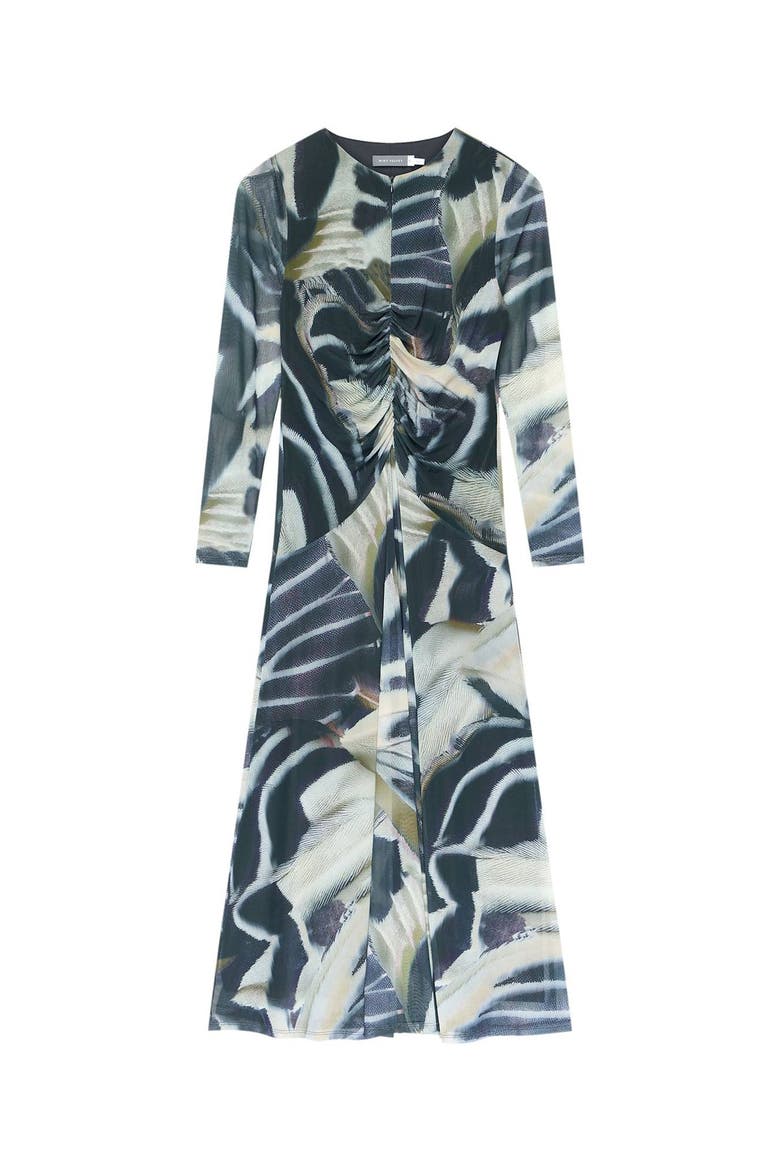 Abstract Print Mesh Midi Dress, Alternate, color, Black