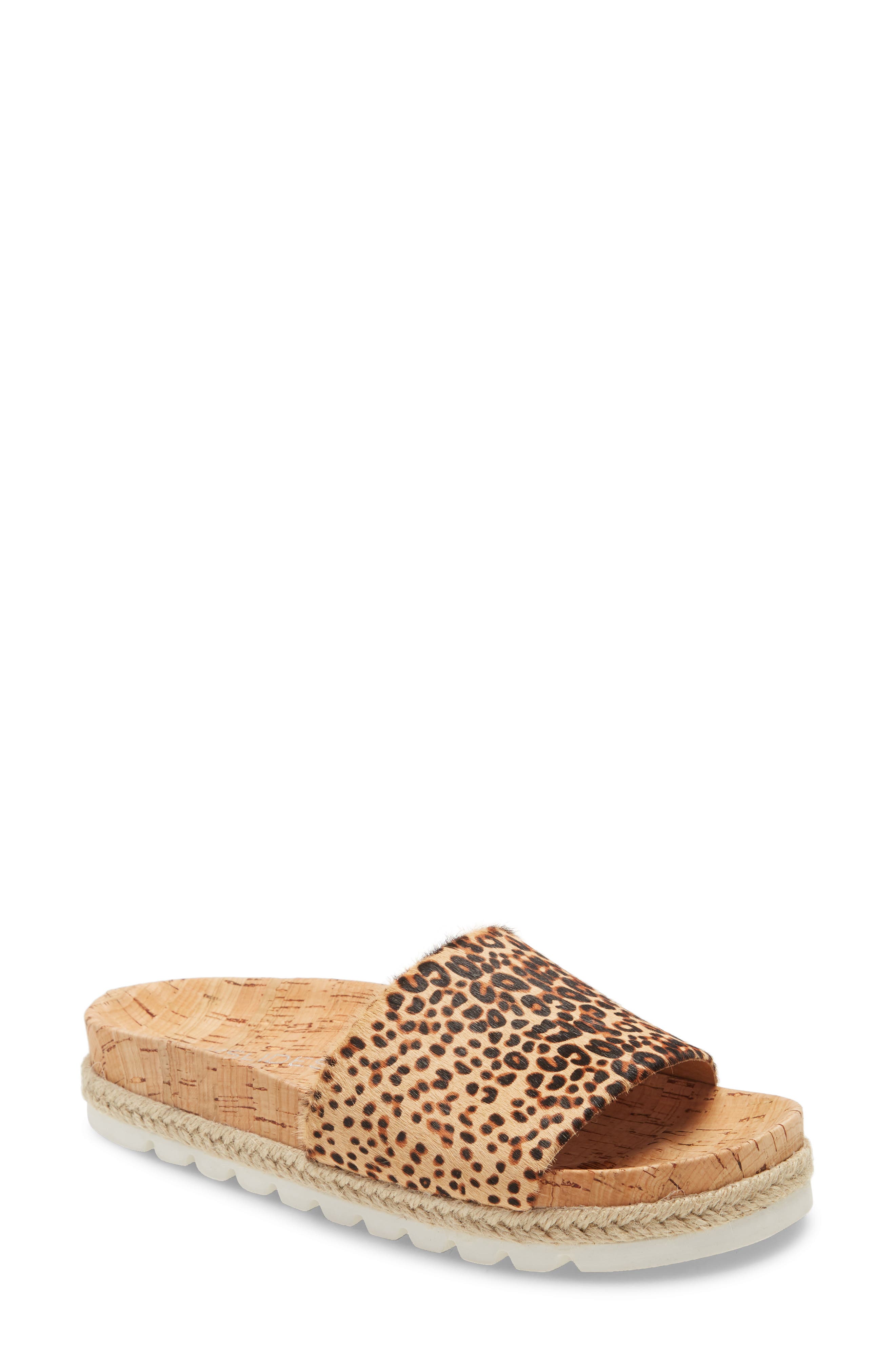 Genuine Calf Hair Espadrille Slide Sandal, Main, color, LEOPARD PRINT CALF HAIR