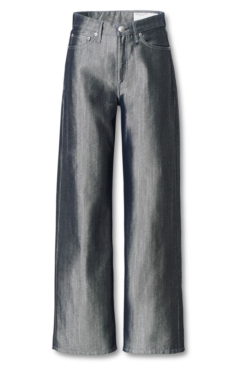 rag & bone Logan Coated Wide Leg Jeans, Alternate, color, Indigo Silver Lurex