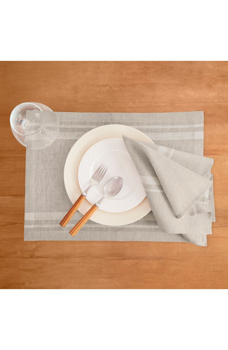 Solino Home Linen Dinner Napkins - French Stripe, 20" x 20", Alternate, color, White And Natural