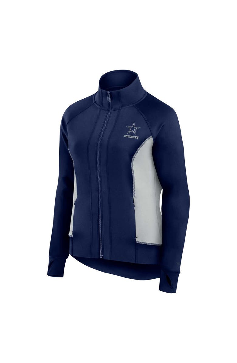 Fanatics Signature Women's Fanatics Signature Navy Dallas Cowboys Studio Fitted Full-Zip Gym Track Jacket, Alternate, color, Navy