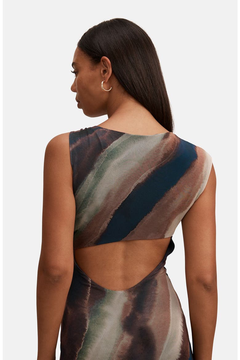 Karina Knotted One Shoulder Mesh Maxi Dress, Alternate, color, MAREN ABSTRACT