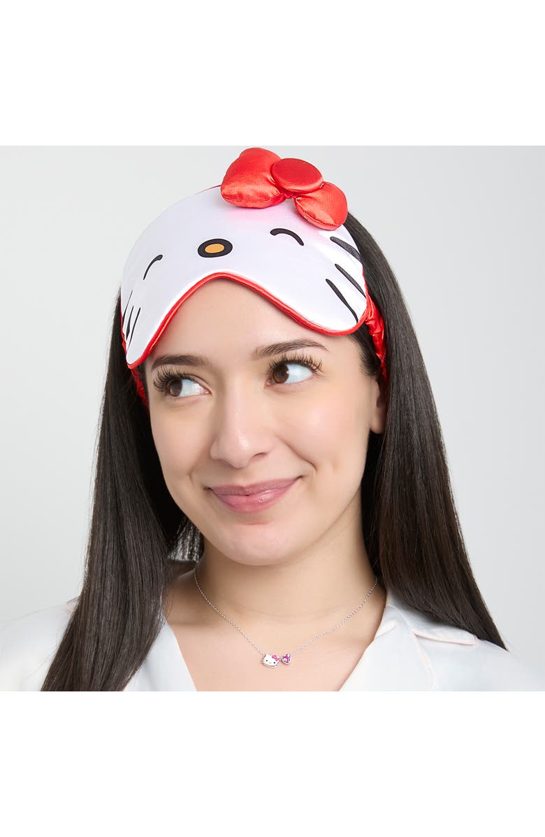 Hello Kitty Sleep Mask Official License, Satin Eye Mask for Sleeping with 3D Bow, Sanrio Gifts, Alternate, color, White, Red