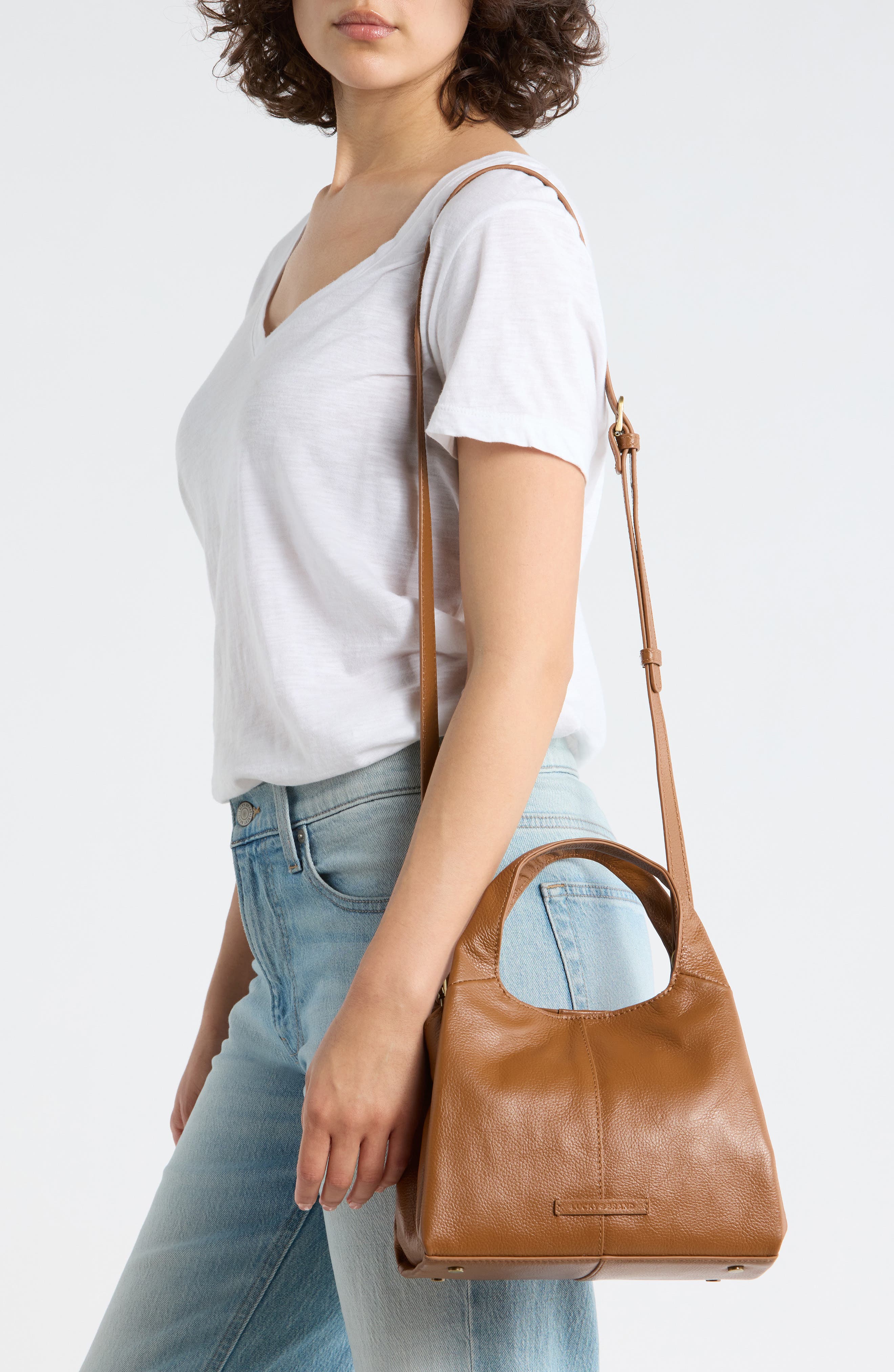 Sue Leather Crossbody Shoulder Bag, Alternate, color, HONEY TAN
