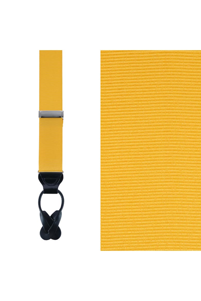 Big & Tall Phoenix Grosgrain Non Stretch Ribbon Button End Suspenders (braces), Main, color, Gold