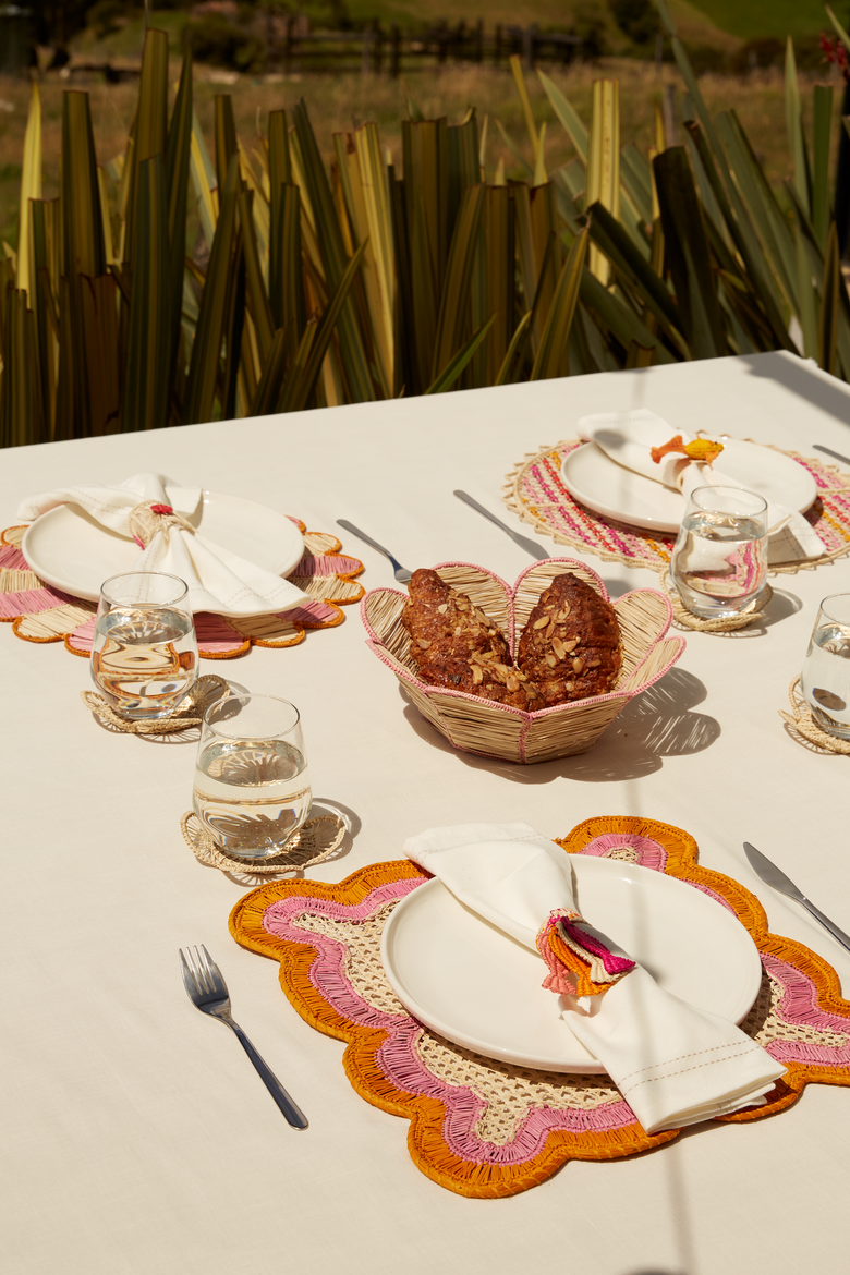 Flower Bread Baske, Alternate, color, Pink Trim