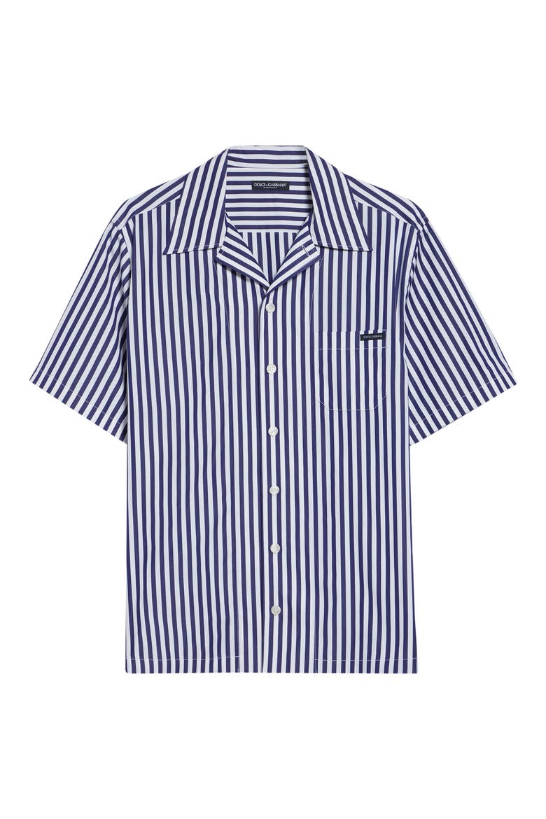 Stripe Short Sleeve Poplin Button-Up Shirt, Main, color, S8056 RIGATO