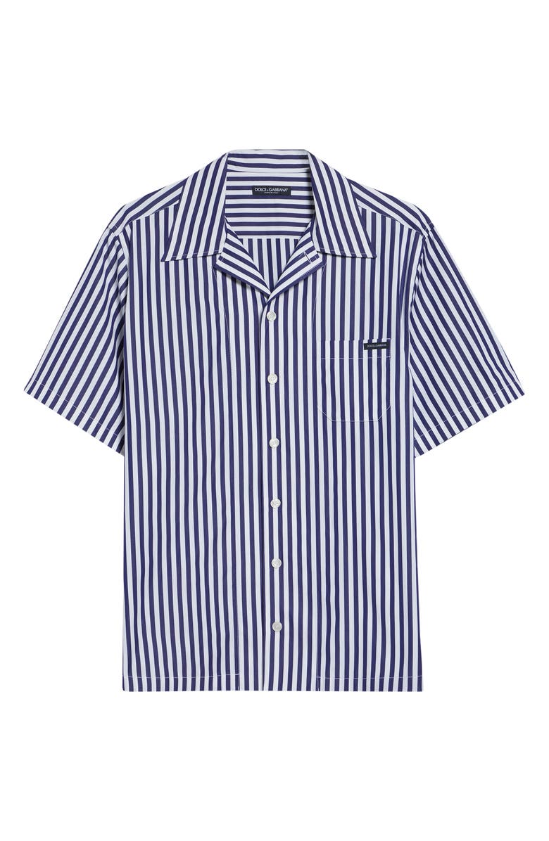 Dolce&Gabbana Stripe Short Sleeve Poplin Button-Up Shirt, Main, color, S8056 Rigato