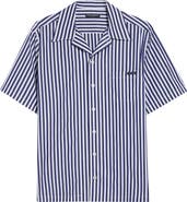 Dolce&Gabbana Stripe Short Sleeve Poplin Button-Up Shirt