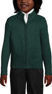 Lands' End School Uniform Boys Cotton Modal Zip Front Cardigan Sweater