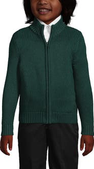 Lands' End School Uniform Boys Cotton Modal Zip Front Cardigan Sweater