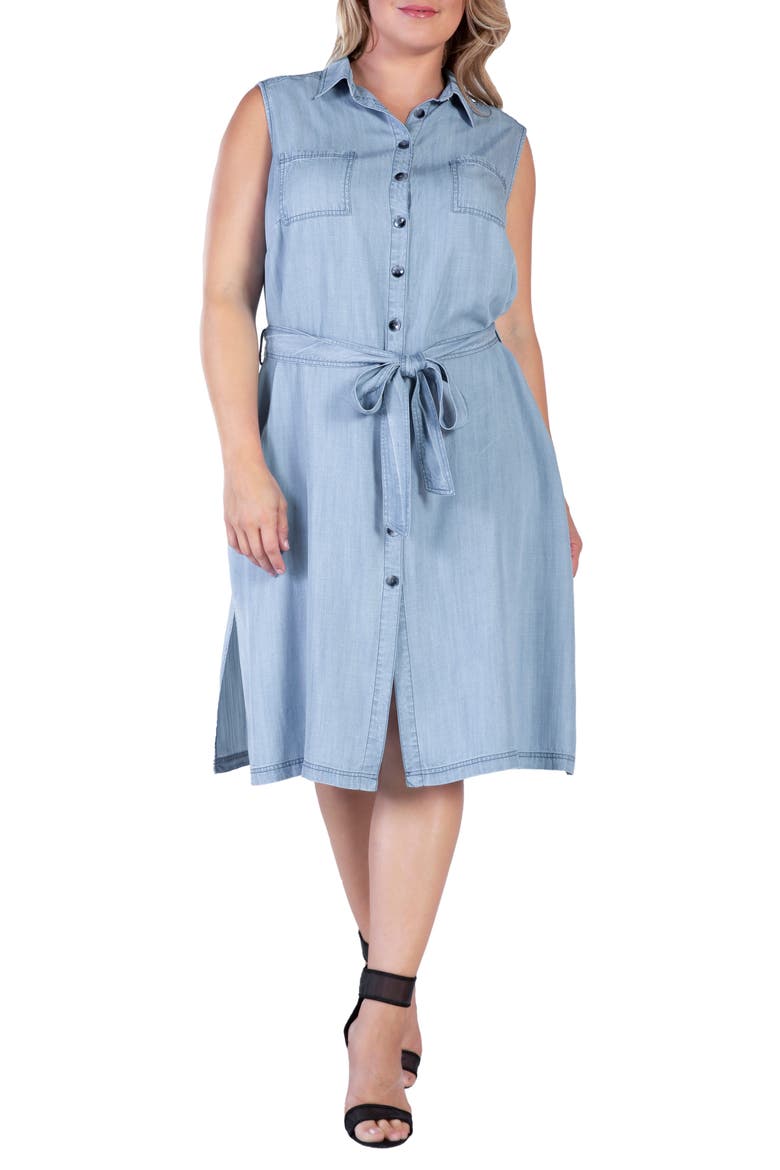 Sleeveless Chambray Shirtdress, Alternate, color, BOUNDLESS BLUE