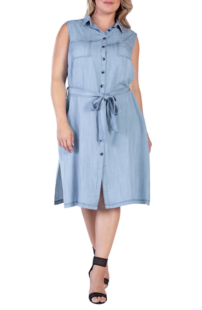 Standards & Practices Sleeveless Chambray Shirtdress, Alternate, color, Boundless Blue