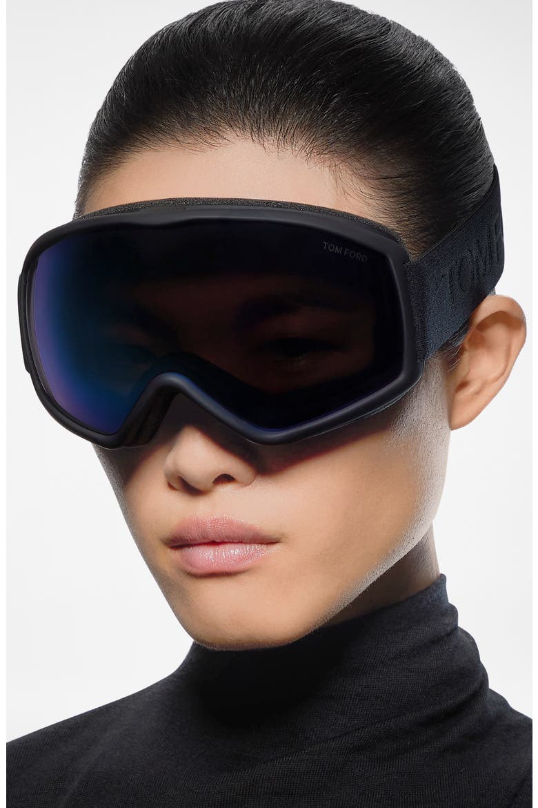 Mirrored Ski Mask, Alternate, color, MATTE BLACK / BLUE MIRROR LENS
