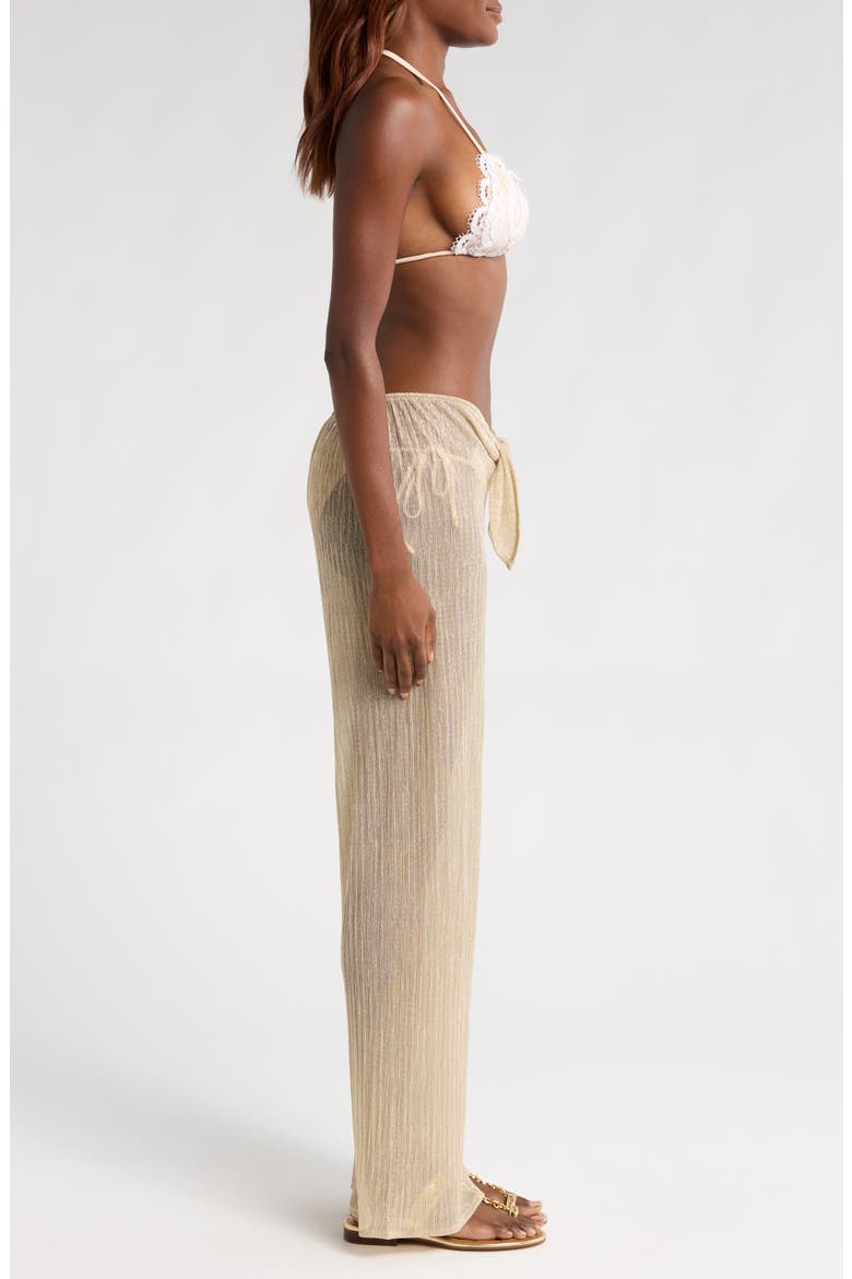 Waverly Tie Waist Shimmer Cover-Up Pants, Alternate, color, ORO