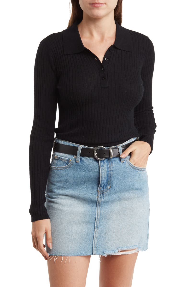 THE CASHMERE PROJECT Ribbed Cashmere Polo Sweater, Main, color, 