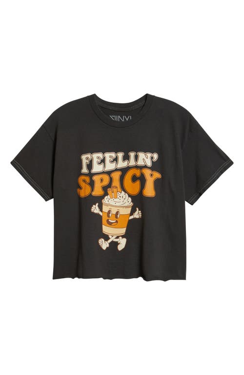 Vinyl Icons Feelin' Spicy Crop Cotton Graphic T-shirt In Black