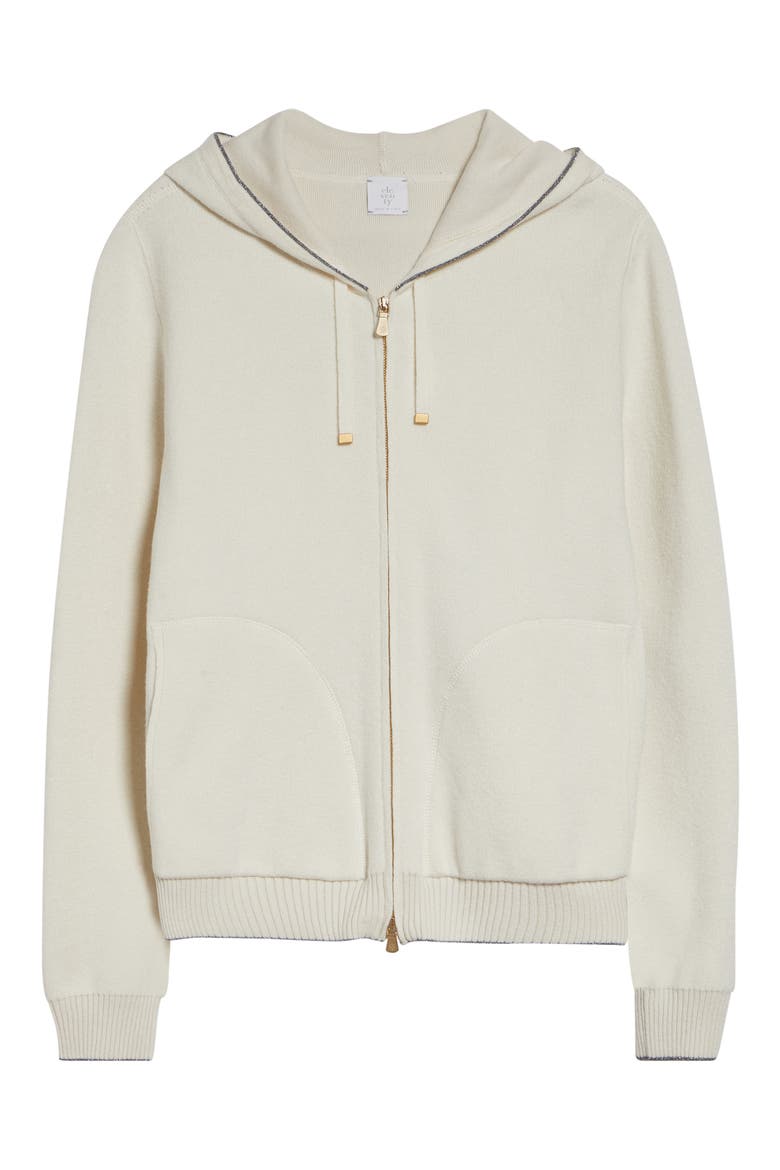 Cable Knit Cashmere Full Zip Sweater, Alternate, color, 01 WHITE