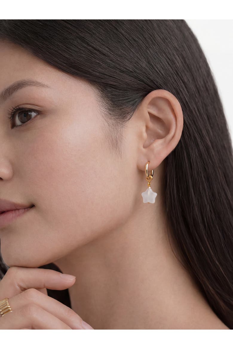 Harvest Star White Jade stone charm earrings, Alternate, color, White