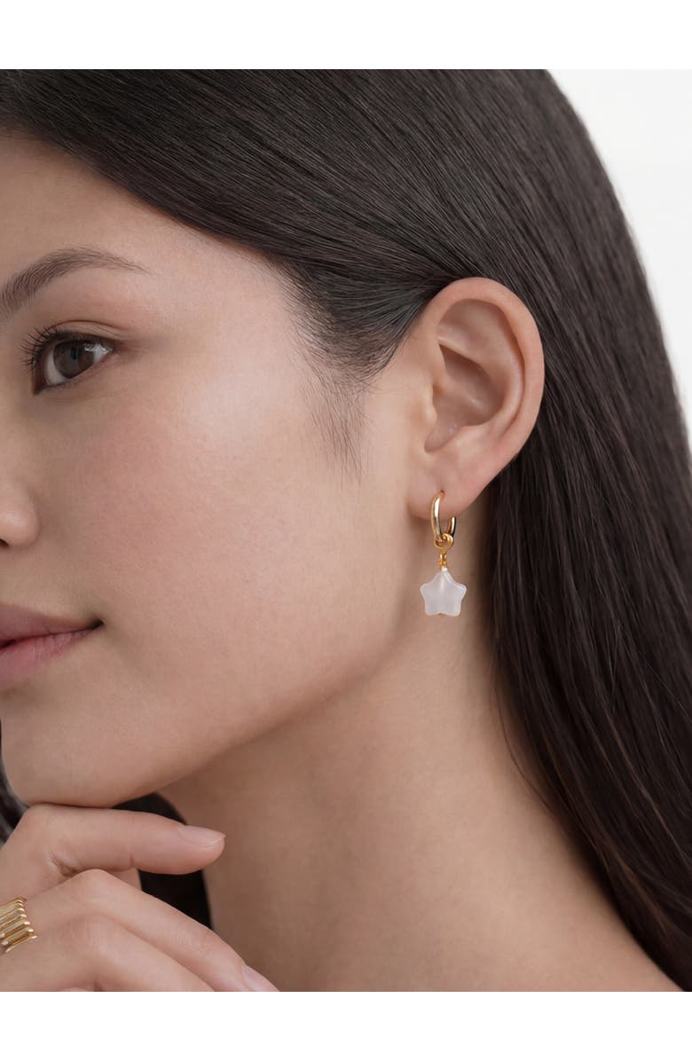 seree Harvest Star White Jade stone charm earrings, Alternate, color, White