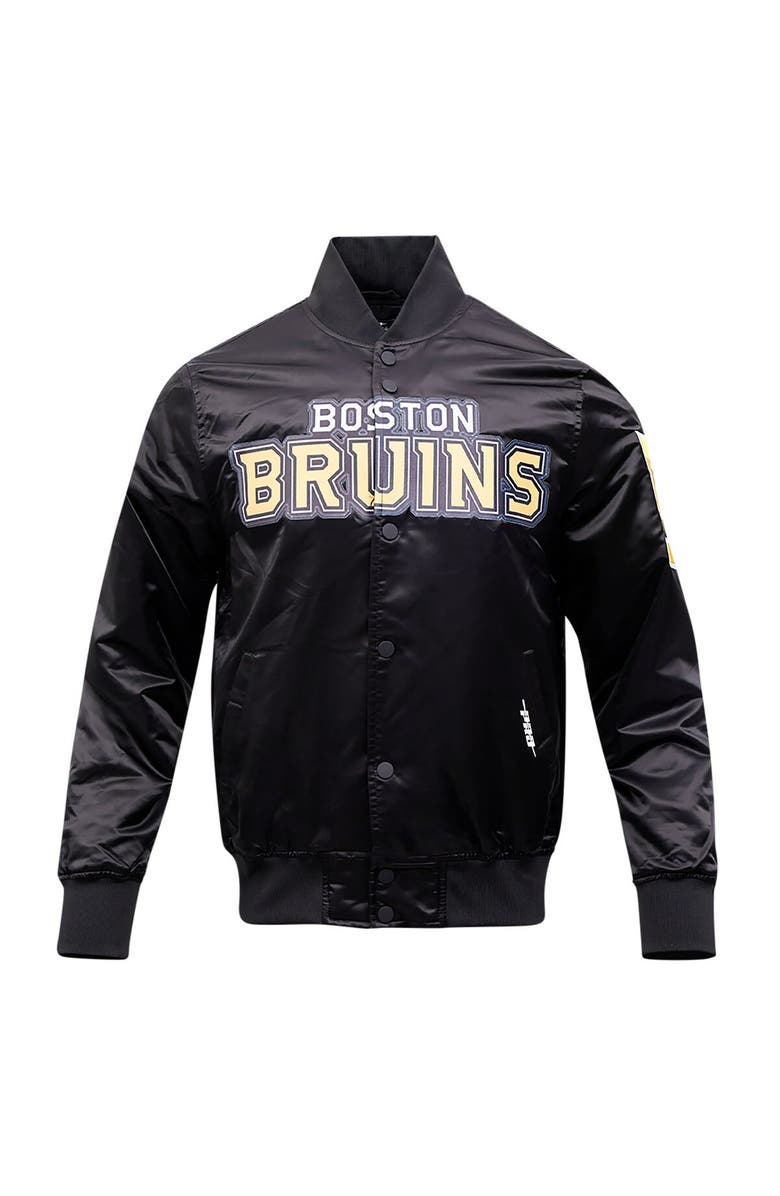 PRO STANDARD Men's Pro Standard Black Boston Bruins Classic Satin Full-Snap Jacket, Alternate, color, Black