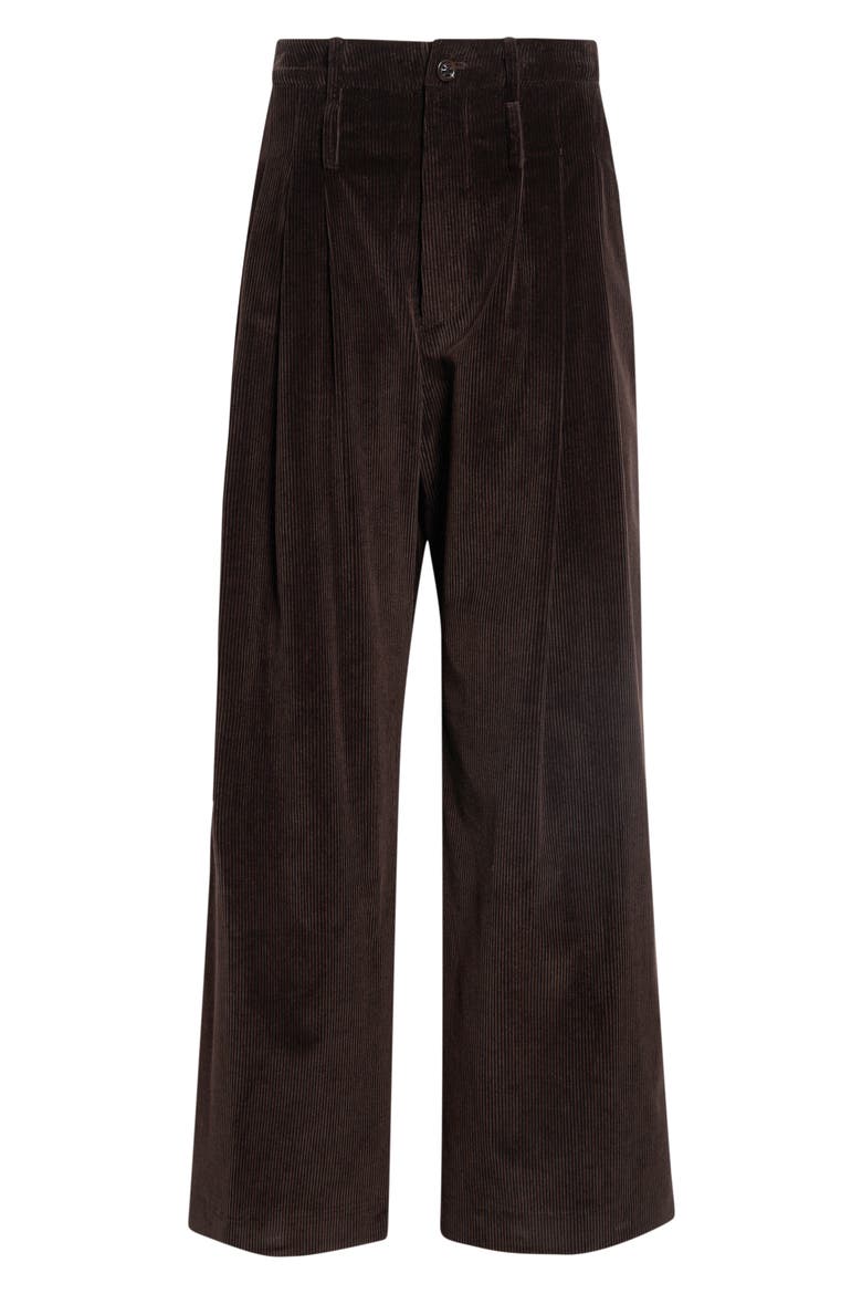 Triple Pleat Wide Leg Corduroy Trousers, Main, color, CACAO