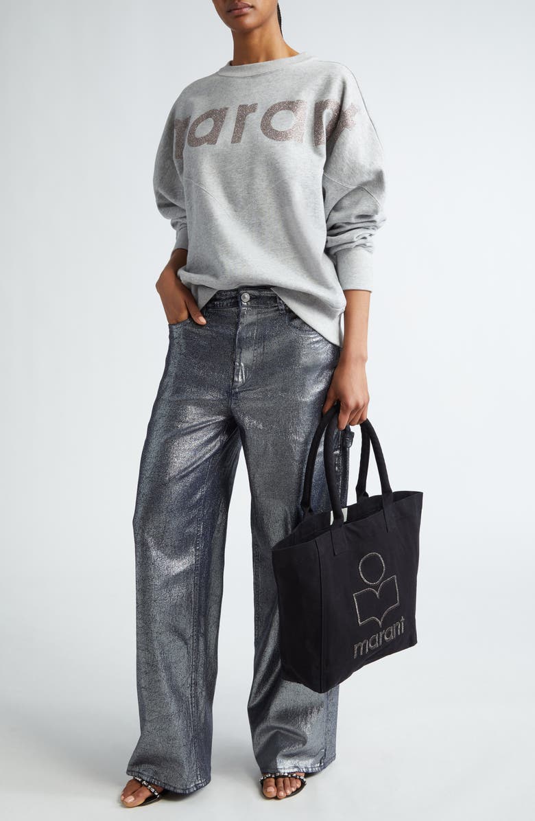 Isabel Marant Étoile Metallic Carpenter Jeans, Alternate, color, 