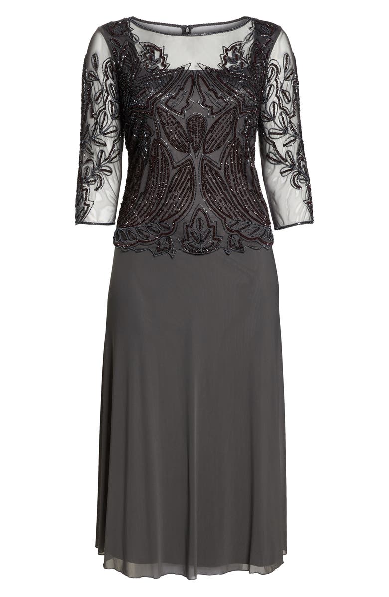 Pisarro Nights Illusion Neck Beaded A-Line Gown, Alternate, color, 