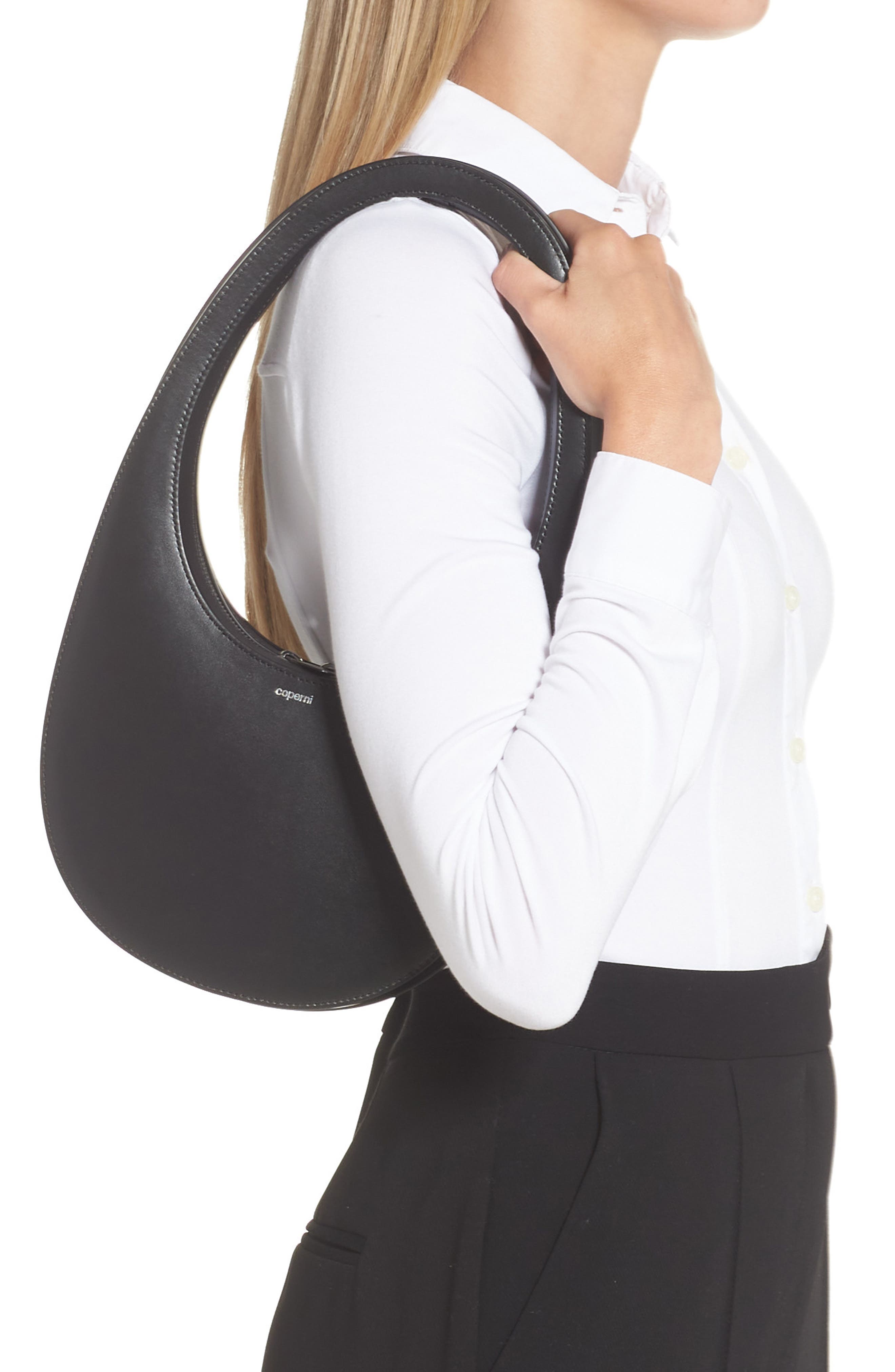 Coperni Small Swipe Leather Crossbody Bag, Alternate, color, Black