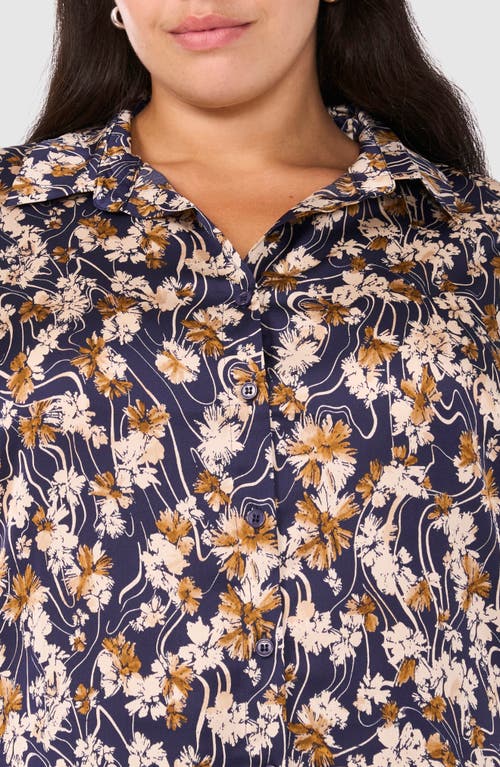 Halogen ® Printed Sleeveless Button-up Top In Classic Navy