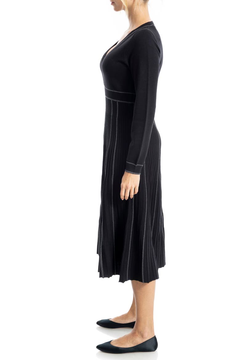 Long Sleeve Piped Sweater Dress, Alternate, color, BLACK/ CHARCOAL