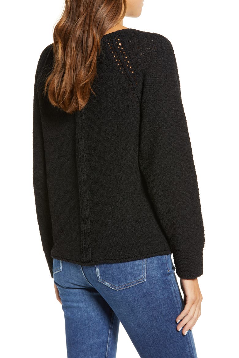Boat Neck Bouclé Sweater, Alternate, color, BLACK