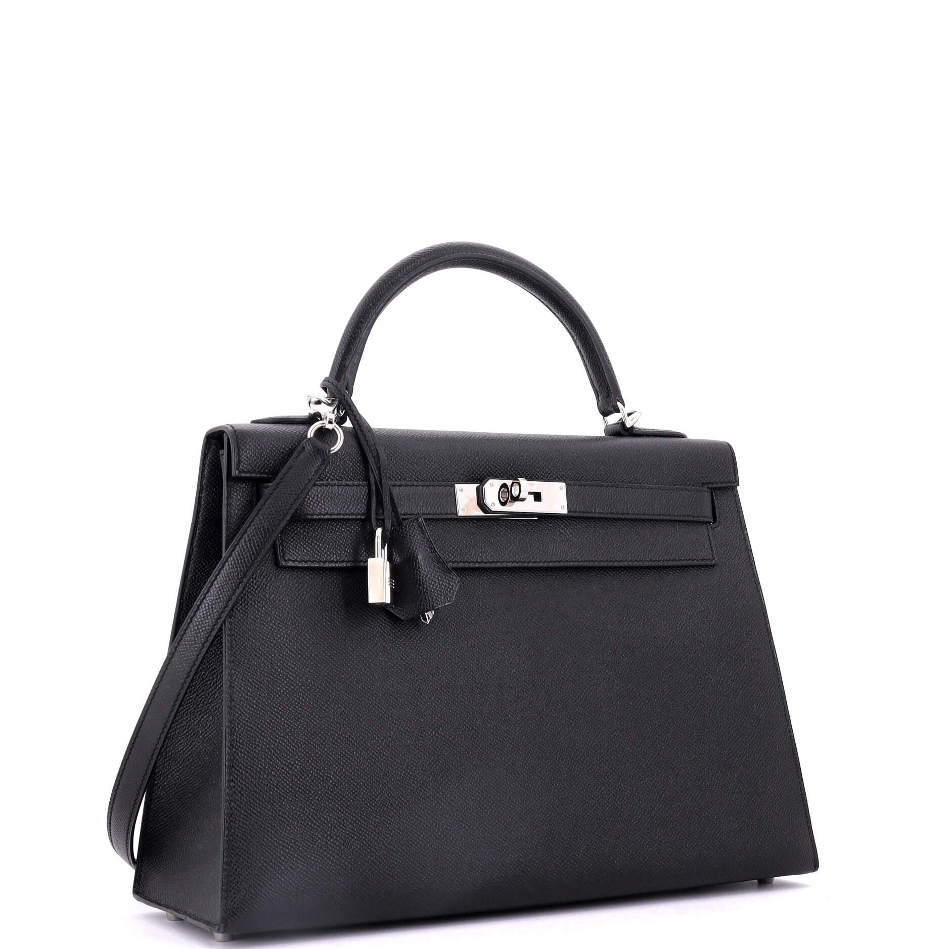 Pre-Owned Hermes Kelly Handbag Black Epsom with Palladium Hardware 32, Alternate, color, 