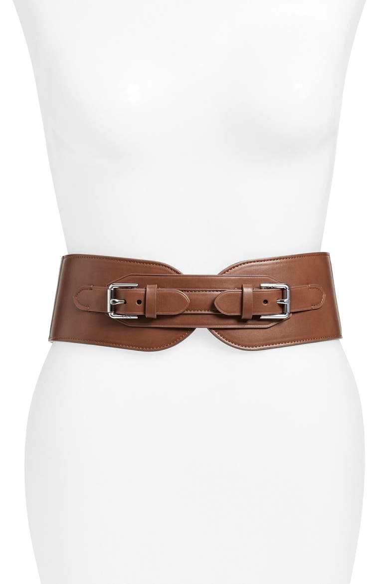 'Double Equestrian' Stretch Belt, Main, color, TAN