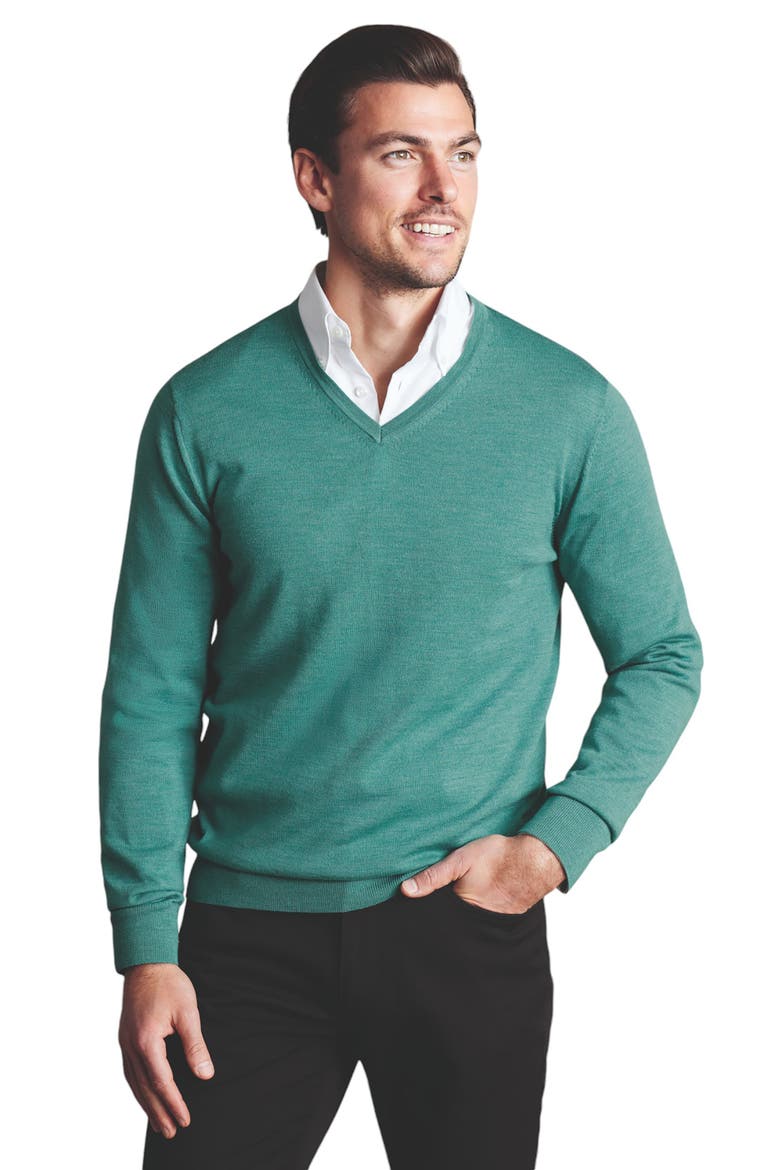 Pure Merino V Neck Sweater, Main, color, Aqua Green