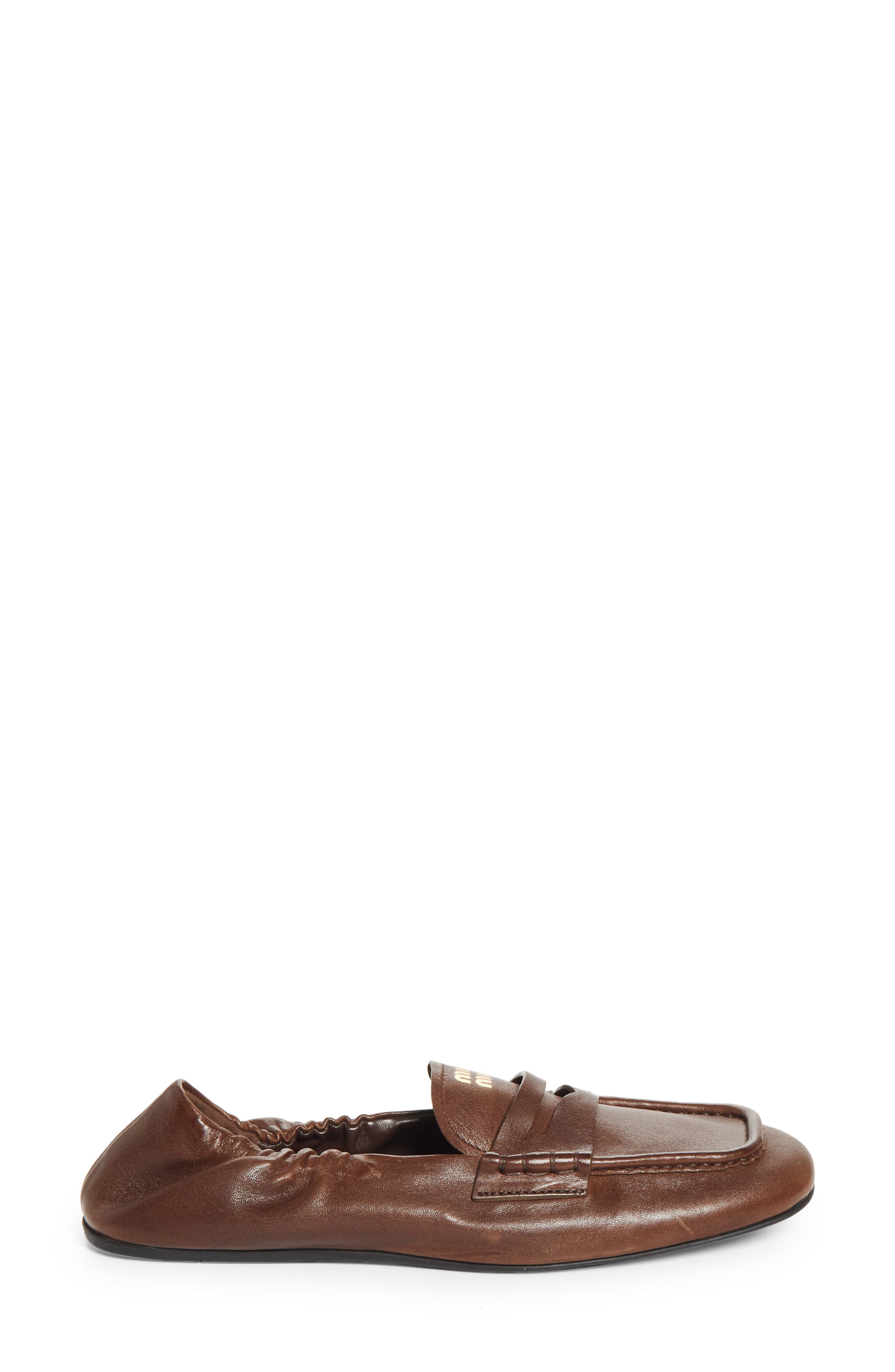 Miu Miu Ruches Leather Loafer, Alternate, color, 