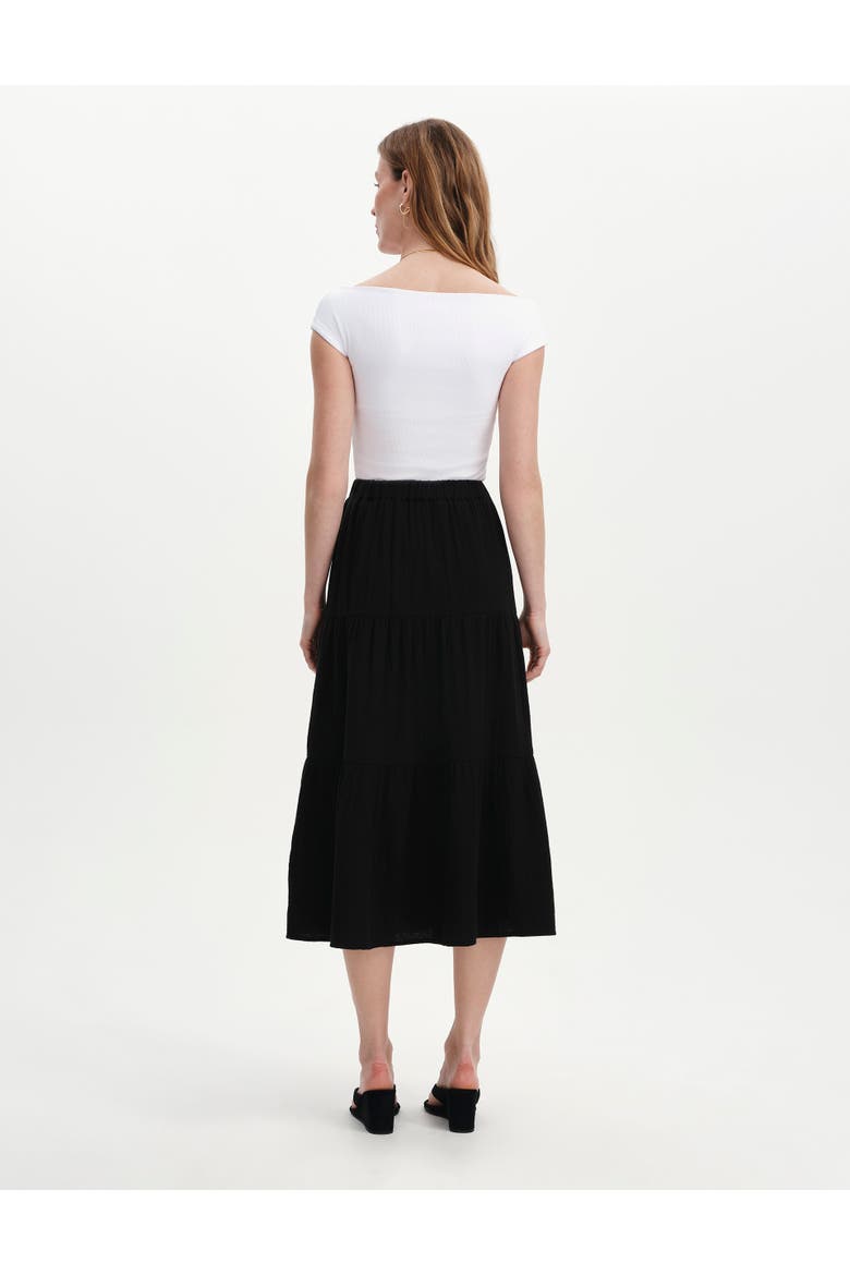 Harriet Cotton Cheesecloth Midi Skirt, Alternate, color, Black
