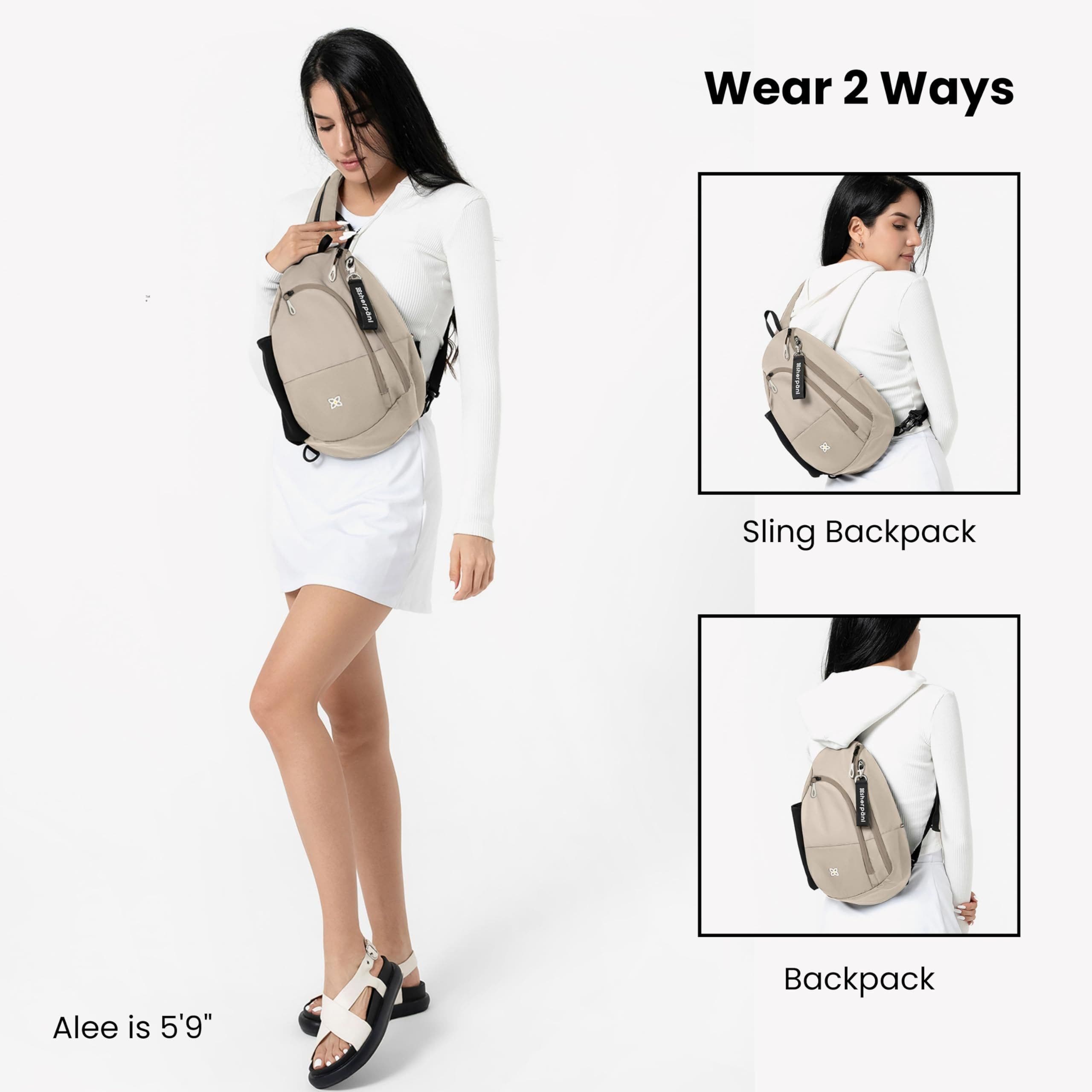 Sherpani Wayfarer Small Convertible 8L Sling Backpack, Alternate, color, Con Leche
