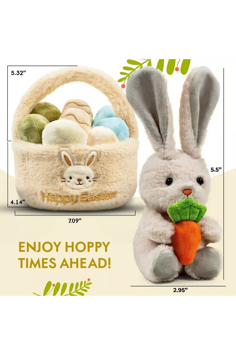 Plush Bunny with Carrot and Easter Hatching Egg Set, Alternate, color, Multicolor