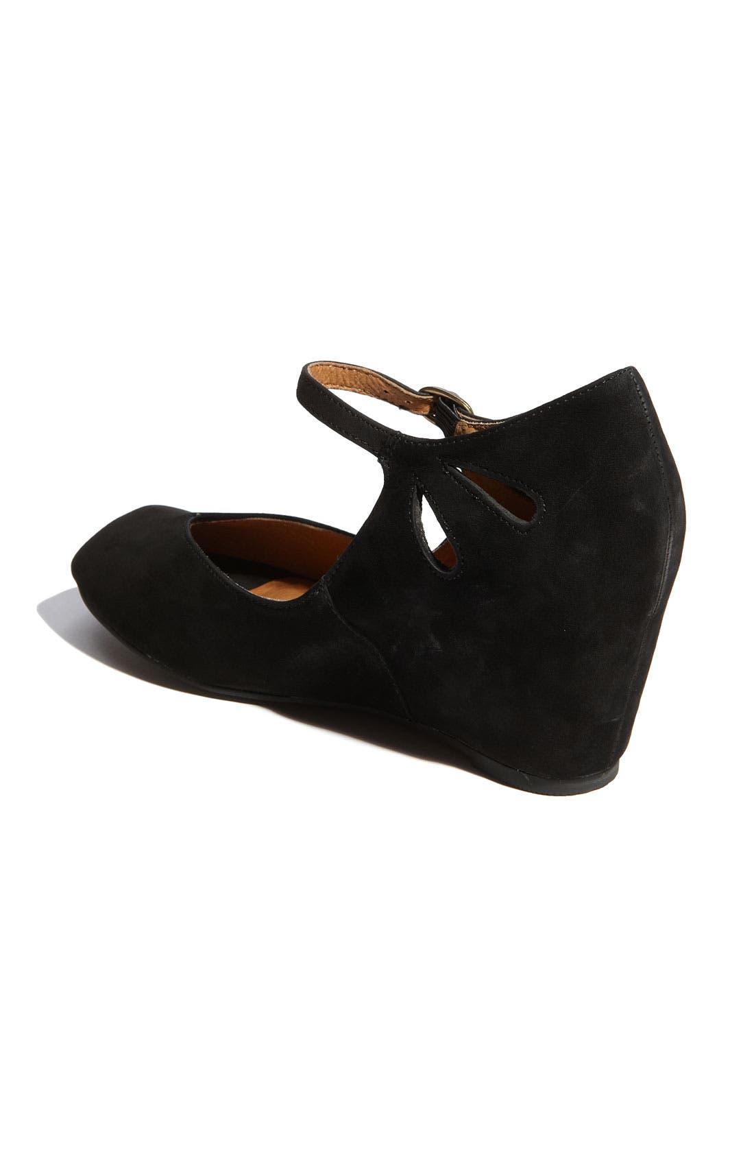 'Regina' Wedge, Alternate, color, BLACK NUBUCK