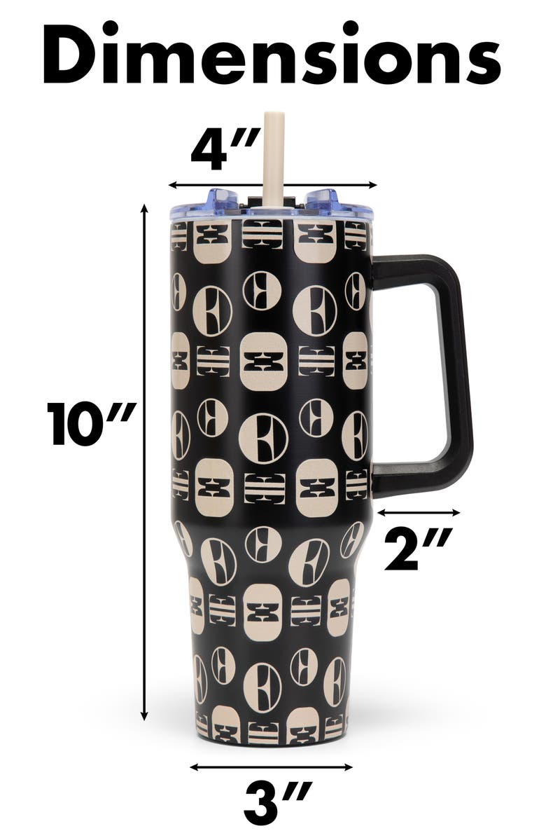 ELLE 40oz Parisian Double Walled Insulated Stainless Steel Tumbler, Alternate, color, Beige Monogram