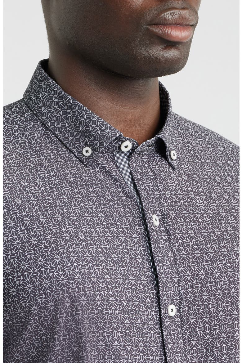 XC+™ Football Print Performance Button-Down Shirt, Alternate, color, BLACK